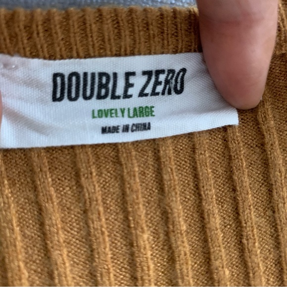 Double zero size large halter camel ribbed fitted dress side slit stretchy soft - Picture 8 of 9